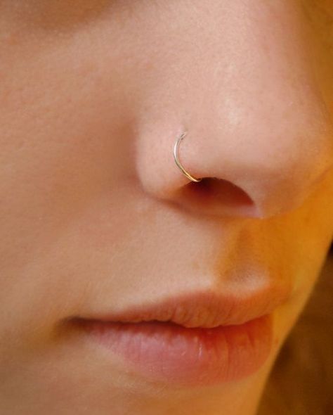 Sterling Silver Nose Ring - Small Basic Hoop | Nose Rings ... Orr Piercing, Sterling Silver Nose Rings, Nose Piercing Hoop, Helix Piercings, Piercing Septum, Silver Nose Ring, Fake Nose, Cute Piercings, Daith Piercing