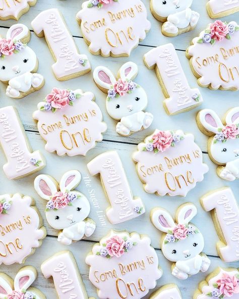 Somebunny Is One Cookies, Bunny First Birthday Cookies, Some Bunny Is Turning One Centerpiece, First Birthday Bunny Cake, Some Bunny Is One Birthday Party Ideas, Bunny Theme First Birthday Girl, Some Bunny Is Turning One Cake Smash, Some Bunny Is One Birthday Cake, Some Bunny Turns One