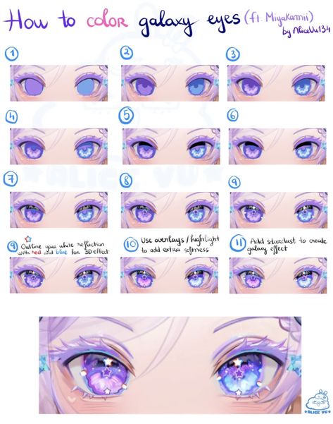 Galaxy Eyes, Color Eyes, Eye Drawing Tutorials, Paint Brush Art, How To Shade, Digital Art Beginner, Coloring Tutorial, Eye Tutorial, Anime Eye Drawing