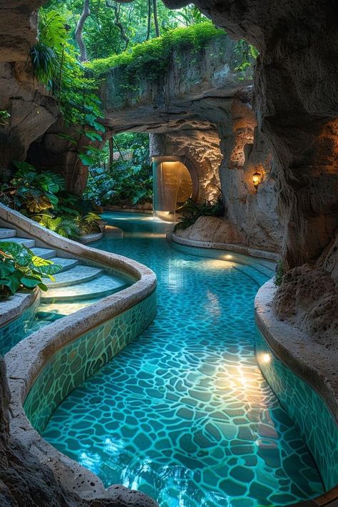 Unique Pool, Tiny House Designs, Underground Pool, Garden Landscaping Ideas, Pool Design Ideas, Dream Backyard Pool, Backyard Layout, Infinity Pools, Luxury Swimming Pools