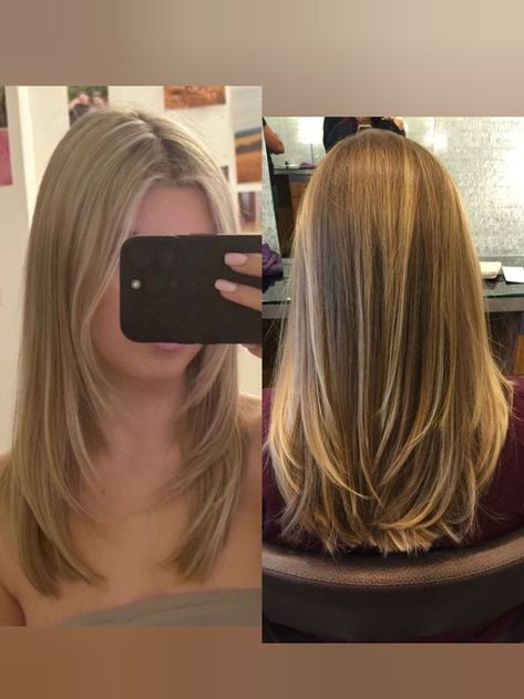 #BlondeHairGoals #BlondeTransformation #HairMakeover #BlondeBeauty #BlondeAmbition #HairInspo #BlondeBombshell #BlondeJourney #NewHairWhoDis #BlondeVibes #HairTransformation #BlondeLife #BlondeHighlights #BlondeObsessed #BlondeMagic Layered Hair Inspo Straight, Hair Layering Medium, Short Layers Medium Length Straight, Layers On Flat Hair, Face Framing Hair Straight, Haircut Ideas Long Layers, Mid Length Haircut Long Layers, Cute Haircut For Straight Hair, Hair Cuts No Layers Straight