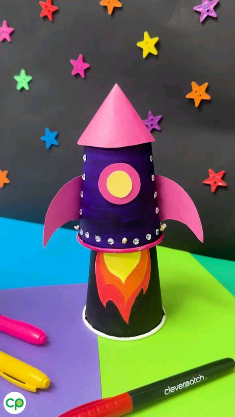 Follow my page. Planet Crafts, Space Day, Library Crafts, Camp Activities, Toddler Arts And Crafts, Kid Craft, Diy Crafts For Kids Easy, Rocket Ship, Paper Towel Roll Crafts