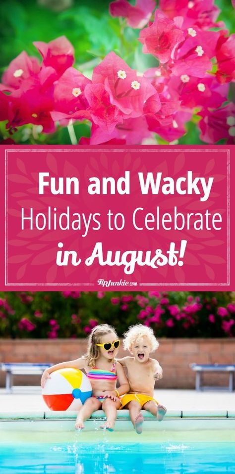 Join me in celebrating these fun and wacky Holidays in August! [printable] via @tipjunkie Holidays In August, August Activities, National Holiday Calendar, Funny Holidays, August Holidays, August Themes, Fun Holidays, Poetry Day, Teaching Holidays