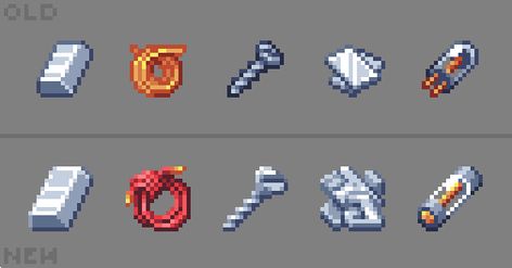 ENDESGA on Twitter: "Slowly updating each sprite, fixing the crafting mechanics along the way to keep things simple! (Iron Bar, Wire, Screw, Metal Scraps, Fuse) @NYKRA #pixelart https://t.co/bT096Bdk7V" / Twitter Painting Minecraft, Minecraft Models, Minecraft Rp, Steampunk City, Art Cube, Pixel Art Tutorial, Cool Pixel Art, Pixel Art Characters, Pix Art