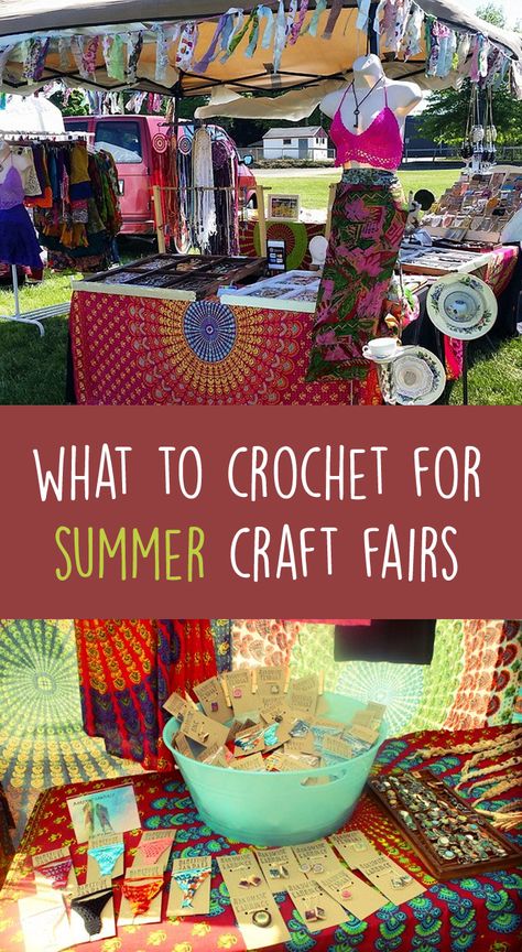 What To Crochet For Summer Craft Fairs Crochet For Summer, Sell Crochet, What To Crochet, Crochet Craft Fair, Fall Crochet, Craft Fair Displays, Summer Craft, Winter Craft, Crochet Business