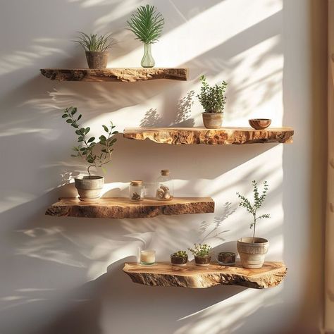 Walnut Floating Shelf, Walnut Floating Shelves, Live Edge Shelves, Shelf Floating, Shelving Solutions, Wood House, Plant Shelves, Floating Shelf, Wooden Shelves