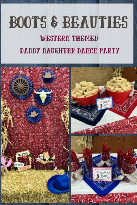 Boots & Beauties - Daddy Daughter Western Theme Dance Party - Dance Party Ideas, Dance Party Games, School Dance Themes, Dance Party Decorations, Dance Fundraisers, School Dance Ideas, Daughter Activities, Party Boots, Western Dance