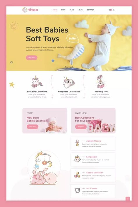 Titoo | Shopify Kids Store - MasterBundles Collage. Children's Toys, Boutique Baby Gifts, Free Baby Clothes, Storing Baby Clothes, Web Design Websites, Baby Gift Shop, Shop For Kids, Activity Room, Children Toys