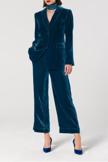 Mother Of The Bride Trouser Suits, Mother Of The Bride Suits, Velvet Trousers, Printed Silk Scarf, Velvet Jacket, Best Mother, Trouser Suits, Jacket Design, Luxury Women