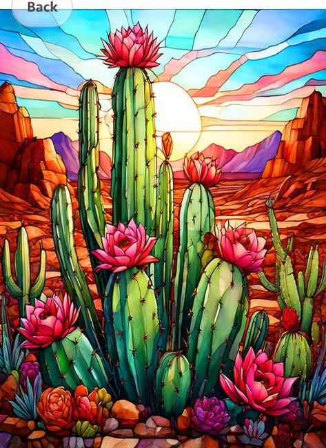 Cactus Oil Painting, Mexico Painting, Cactus Scene, Art Kits For Adults, Cactus Pictures, Mexican Paintings, Diamond Art Kits, Painted Pots Diy, Diamond Picture