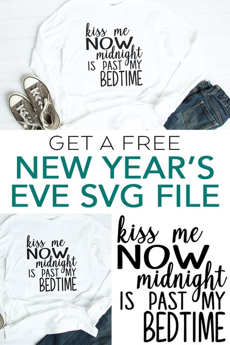 New Year's Eve tops you can make with your Cricut! Includes the free SVG file! #cricut #cricutmade New Years Eve Tops, Cricut Free Svg Files, New Years Eve Shirt, Educator Gifts, Quick And Easy Crafts, Svg Ideas, New Years Shirts, New Year's Crafts, New Year Designs