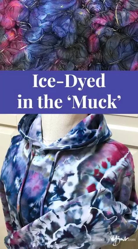 Ice-Dyed in the 'Muck' - Made By Barb - simple amazing fabric designs Ice Tye Dye How To, Ice Tie Dye Patterns, Ice Dye Color Combinations, Ice Tie Dye Techniques, Ice Dye Techniques, Tie Dye Shirts Patterns, Tye Dye Patterns, Diy Tie Dye Techniques, Diy Tie Dye Designs