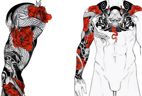 Yakuza Style Tattoo, Samurai Tattoo Sleeve, Tattoo Japanese Style, Samurai Tattoo Design, Yakuza Tattoo, Men Tattoos Arm Sleeve, Japan Tattoo Design, Japanese Sleeve Tattoos, Japanese Sleeve