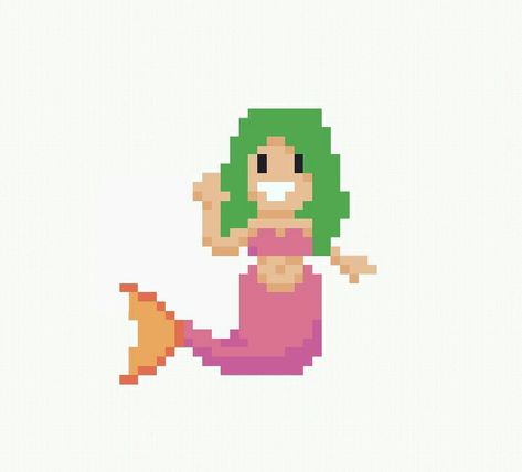 Pixel Mermaid, 8 Bit, Art Board, Art Boards, Animal Crossing, Pixel Art, Mermaid, Zelda Characters, Embroidery