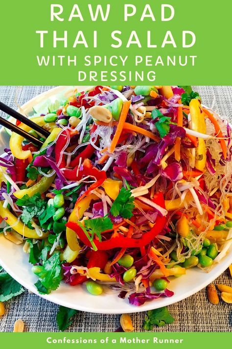 Raw Plant Based Diet, Pad Thai Salad Recipes, Raw Salads Vegan, Raw Vegan Salad Recipes, Raw Vegan Salads, Raw Diet Recipes, Cold Pad Thai Noodle Salad, Raw Vegan Salad, Pad Thai Salad