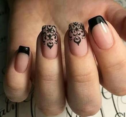 Nails Art Stamping Ideas 47 Ideas For 2019 Check more at https://nail.deko-modelle.xyz/nails-art-stamping-ideas-47-ideas-for-2019/ Nagel Stamping, Black French Nails, Unghie Nail Art, Fall Nail Art Designs, Lace Nails, Best Nail Art Designs, Stamping Nail Art, Manicures Designs, Fabulous Nails