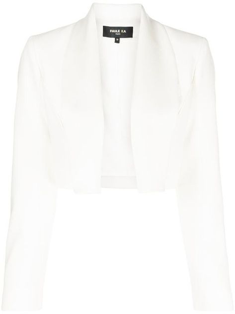 Shawl, White Jackets, Paule Ka, White Jacket, Cropped Jacket, Crop Jacket, Designing Women, Long Sleeve Blouse, Off White