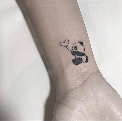 Small Panda Tattoo, Panda Tattoo Ideas, Panda Bear Tattoos, Tattoos For Women Meaningful, Cute Animal Tattoos, Unique Small Tattoo, Bestie Tattoo, Panda Tattoo, Skeleton Hand Tattoo