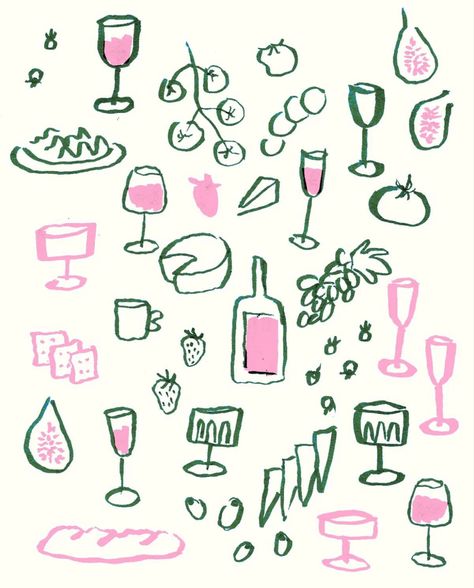 I Woke Up Today, Old Sketches, Mouthwatering Food, Food Tattoos, Desain Editorial, Wine Art, Doodle Illustration, Happy Weekend, Cute Illustration