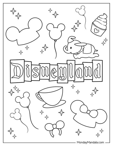 20 Disneyland Coloring Pages (Free PDF Printables) Disney Scenes To Draw, Simple Disney Coloring Pages, Disney Symbols Drawing, Disney Tracing Worksheets, Disneyland Birthday Party Theme Free Printables, Disney Free Printable Coloring Pages, Disney Art Activities For Kids, Disney Activity Pages, Disneyland Coloring Pages