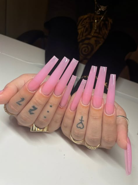 #longnails #acrylic #nails #naildesign #nailinspiration #pinknails #pink #aesthetic #nailideas Nails Acrylic Xxl, Long Light Pink Nails, Long Baby Pink Acrylic Nails, Long Nude Acrylic Nails, Baby Pink Acrylics, Pastel Pink Nails, Nail Business, Light Pink Nails, Long Acrylic Nails Coffin