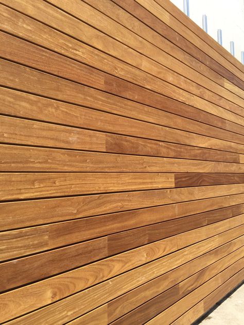 Exterpark Iroko magnet decking & cladding system #decking #cladding #iroko  www.exteriordecking.co.uk Wooden Walls Bedroom, Exterior Wall Cladding Ideas, Exterior Wood Paneling, Cladding Colours, Wooden Wall Bedroom, Wooden Cladding Exterior, Garden Activity, Wooden Wall Cladding, Wood Cladding Exterior