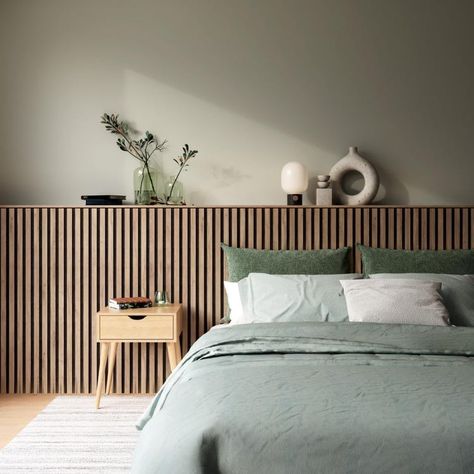 Ideas Cabeceros Cama, Sage Green Bedroom, Wall Panels Bedroom, Headboard Wall, Bedroom Deco, Deck Decorating Ideas, Bedroom Panel, Deck Decorating Ideas On A Budget, Home Design Living Room