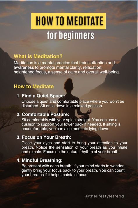 how to meditate, how to meditate for beginners, how to meditate for beginners before bed, how to meditate for beginners mornings, how to meditate at night, how to meditate aesthetic, how to meditate at home, how to meditate alone, how to meditate for beginners step by step, how to meditate better, how to meditate beginners, how to meditate before studying, how do you meditate simple, how to meditate everyday, how to meditate for manifestation Meditate For Beginners, What Is Meditation, How To Meditate, Focus Your Mind, Meditation For Beginners, Gut Healing, Meditation Techniques, Mental Clarity, Focus On Yourself