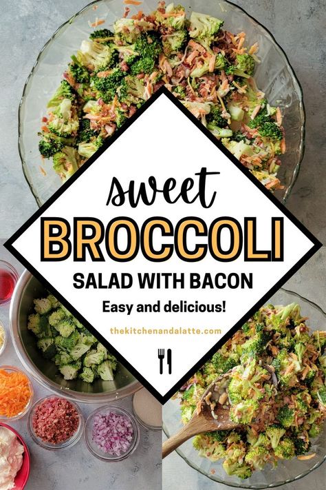 Broccoli Salad Recipe With Bacon, Sweet Broccoli Salad, Summer Bacon Recipes, Hawaii Salad, Bbq Ribs Sides Dishes, Bbq Ribs Sides, Bbq Broccoli, Cold Broccoli Salad, Broccoli Slaw Dressing