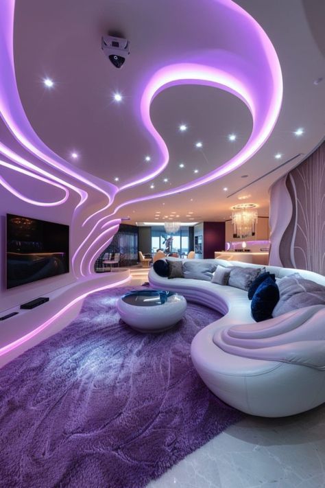 Futuristic Room Aesthetic, Futuristic Living Room Ideas, Futuristic Room Ideas, Futuristic Couch, Living Room Futuristic, Fantasy Living Room, Unconventional Aesthetic, Futuristic Rooms, Exploring Abandoned Places