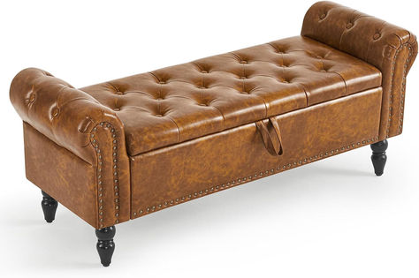 Storage Ottoman Bench, Leather Bench End of Bed Bench with Solid Wood Legs Upholstered Ottoman , click on link to purchase #promotion Bench For Bedroom, Upholstered Bedroom, End Of Bed Bench, Storage Furniture Bedroom, Upholstered Storage Bench, Leather Bench, Living Room Entryway, Bed Bench, Bedroom Bench