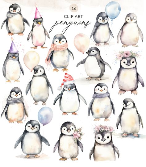 Watercolor Penguins, Pinguin Illustration, Watercolor Penguin, Penguin Png, Penguin Watercolor, Penguin Clipart, Penguin Pictures, Penguin Illustration, Winter Onederland Party