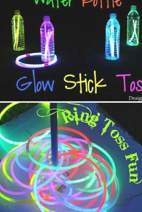 Diy Glow In The Dark, Glow In The Dark Ring, Glow Theme Party, Summer Outdoor Games, Decorating Halloween, Dark Ring, Glow In Dark Party, Neon Birthday Party, Window Picture