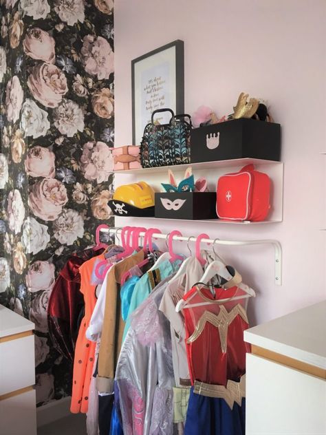 Bedroom Design Ikea, Girls Dressing Room, Dress Up Corner, Dress Up Area, Dress Up Storage, Baby Room Organization, Cool Kids Bedrooms, Rocking Chair Nursery, Kids' Furniture