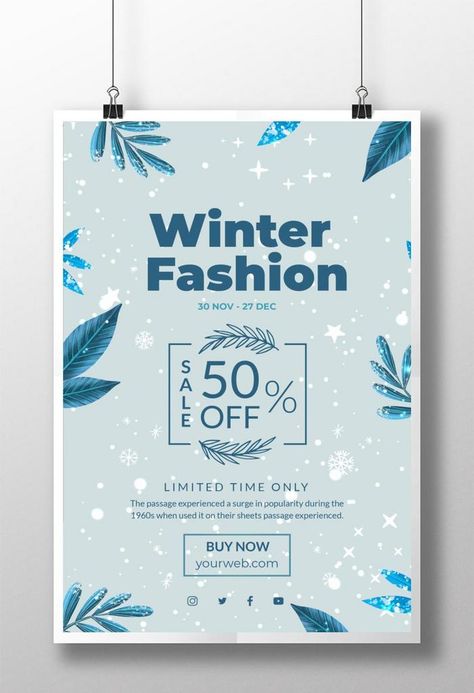 Modern Winter Sale Poster Design With 50% Discount Offer#pikbest#Templates#Poster#Promotion Winter Sale Poster, Graphics Aesthetic, Winter Promotion, Sale Poster Design, Winter Graphics, Poster Promotion, Winter Poster, Graphics Background, Facebook Cover Design