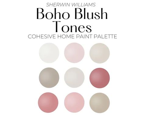 Sherwin Williams Boho Blush Tones Paint Color Palette Best Boho Paint Colors, Blue Paint Color Palettes, Paint Colors Boho, Coastal Blue Paint, Boho Paint Colors, Blush Paint, Blush Pink Paint, Earth Tones Paint, Sherwin Williams Color Palette