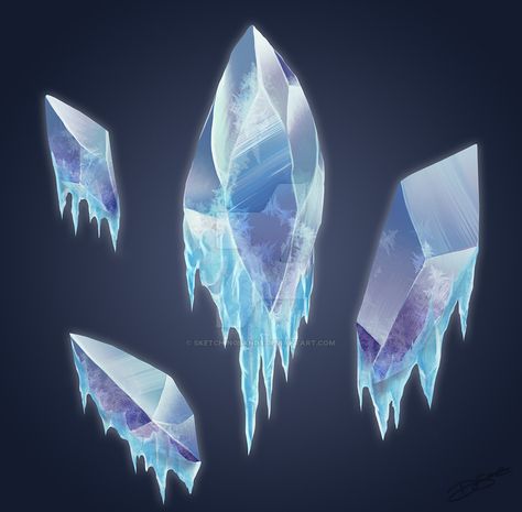 Ice Drawing, Ice Magic, Ice Texture, Crystal Drawing, Props Concept, Desain Buklet, Ice Crystals, Digital Painting Tutorials, Magic Art