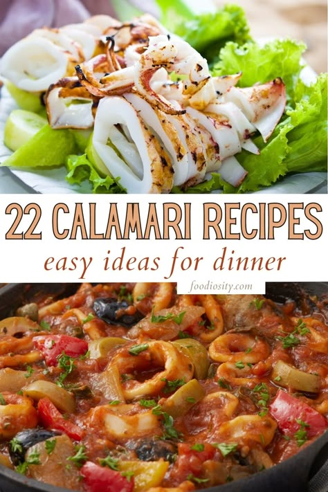 22 Calamari Recipes - Easy Ideas For Fresh & Frozen - Foodiosity Small Octopus Recipe, Holiday Seafood Recipes, Cooking Calamari, Smoked Seafood, Octopus Recipe, Calamari Recipe, Small Octopus, Octopus Recipes, Squid Recipes