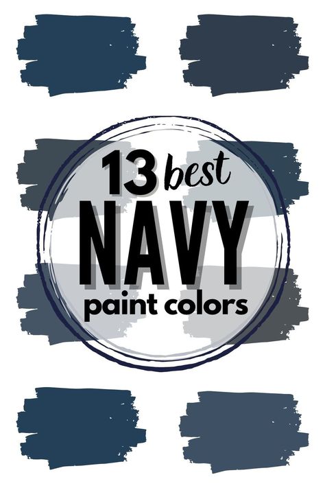 Shopping for shades of navy blue paint? Here are the the top 13 options available! #navyblue #paint #navybluepaint #sherwinwilliams #benjaminmoore #halenavy #inthenavy #naval #saltydog #bluenote #paintreview #paintstudy #paintcolor Home Depot Navy Blue Paint, Best Navy Blue Paint Colors Bedroom, Behr Paint Colors Navy Blue, Sherwin Williams Deep Blue Paint Colors, Behr Navy Paint, Navy Blue Office Paint Color, Light Navy Paint Color, Agreeable Gray And Navy Blue, Best Deep Blue Paint Colors