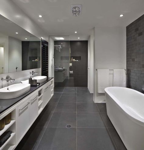 Beautiful Grey Bathroom Ideas - How To Bring A Timeless Touch Grey Bathroom Floor, Grey And White Bathroom, Dark Gray Bathroom, Granville Street, Grey Bathroom Tiles, Grey Floor Tiles, White Bathroom Tiles, Diy Vanity, Bathroom Remodel Shower