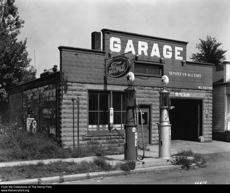 W.L. Balfour Ford Garage Ford Garage, Auto Body Repair Shops, Brick Store, Vintage Gas Pumps, Car Dealerships, Gas Service, Auto Body Shop, American Auto, Old Garage