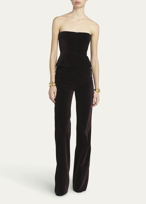 TOM FORD Peplum Velvet Corset Top - Bergdorf Goodman Velvet Corset Top, Chanel Loafers, Velvet Corset, Travel Size Perfume, Evening Flats, Cocktail Jacket, Lace Bustier, Lingerie Sleepwear, Bergdorf Goodman