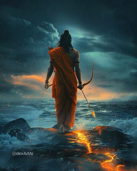 Picture Lord Shree Ram standing on Ram Setu, the bridge he built with determination. It’s a symbol of his strength and righteousness. 🙏🌊 #LordShreeRam #RamSetu #ram Ram Photos Hd, Lord Shree Ram, Ram Images Hd, Ram Setu, Ram Ji Photo, Figurative Art Painting, Ram Wallpaper, Rama Image, Hd Dark Wallpapers