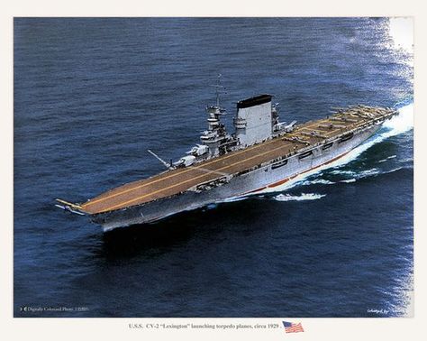 Rare color picture of the USS Lexington (CV-2) underway in 1929. Uss Lexington, Navy Coast Guard, Navy Carriers, Us Navy Aircraft, Navy Aircraft Carrier, Capital Ship, Us Navy Ships, Aircraft Carriers, Naval Force