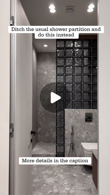 ākāra atelier on Instagram: "Make your washroom unique and maintenance free by using glass bricks as shower enclosure, a lot our clients are worried about the water stains on regular shower partition. This such a great alternative for the same 👍🏼  Glass bricks add great character to a space and has made its comeback as a trending interior material but it has been there for decades   #bathroomrenovationideas #glassbricks #showerpanel #interiordesigninspirations #interiordesignideas #gurgaonhomes #interiordesignergurgaon #luxuryonabudget" Washroom Glass Partition, Shower Partition Ideas, Bathroom Glass Partition, Shower Partition, Glass Brick, Glass Partition, Water Stains, Shower Enclosure, Shower Panels