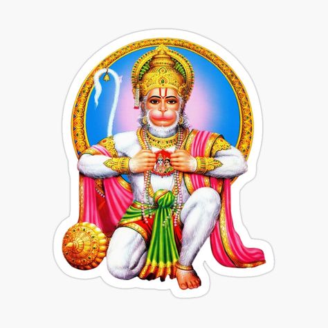 Get my art printed on awesome products. Support me at Redbubble #RBandME: https://www.redbubble.com/i/sticker/Lord-Hanuman-Devotion-by-newtotem/154758076.EJUG5?asc=u Krishna Birthday, Ram Hanuman, God Sticker, Shri Hanuman, Hanuman Ji, Shri Ram, Lord Hanuman, Hindu Deities, Indian Gods