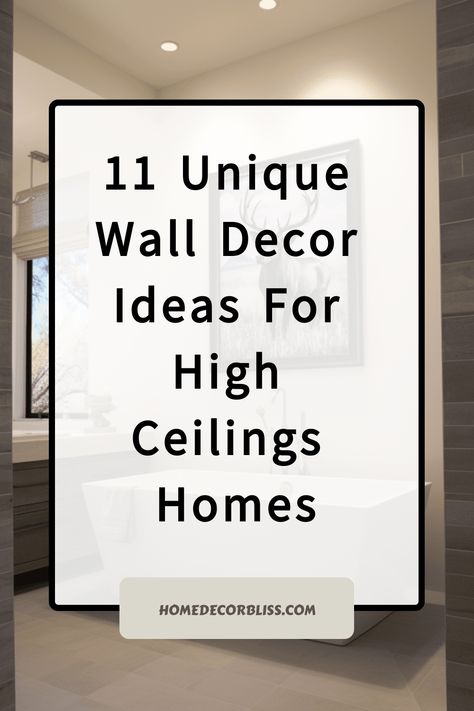 Transform your high ceilings into a stunning focal point with these 11 unique wall decor ideas. Elevate your space with creative and stylish designs that will make your home feel spacious and cozy at the same time. Whether you prefer modern, bohemian, or minimalist aesthetics, there's a wall decor idea here for every taste. Say goodbye to bare walls and hello to a space that reflects your personality and style. Harness the power of vertical space to create a visual impact in any room of your hom High End Wall Decor, How To Decorate A Large Blank Living Room Wall, Accent Walls In Living Room Tall Ceilings, Living Room Designs Large Wall, Artwork For Tall Walls High Ceilings, High Ceiling Room Ideas, Decorating A Vaulted Wall Living Rooms, Small Living Room With High Ceilings, Large Wall Niche Decor Ideas