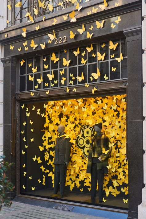 COS x Yeboah windows at Regent Street, London, 2023.

Yellow butterflies, window display. Autumn Showcase Store, Paris Window Display, Colorful Window Display, Bookstore Organization, November Window Display, Thanksgiving Window Display, Window Shop Design, Window Display Fall, Autumn Window Display Retail