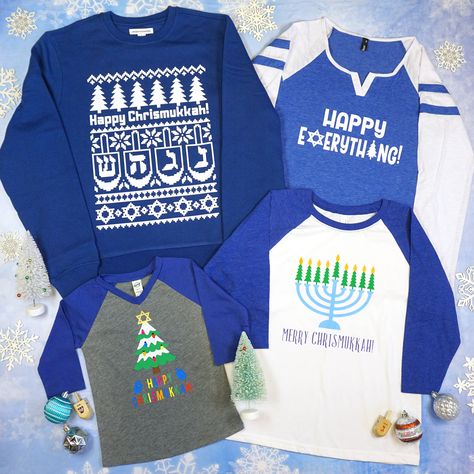 DIY Chrismukkah Shirts with Cricut #chrismukkah #crafts Shirts With Cricut, Hebrew Holidays, Happy Christmas Day, Popsicle Crafts, Quick And Easy Crafts, Birth Of Jesus Christ, Space Projects, Jar Diy, Easy Christmas Crafts