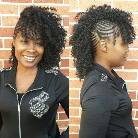 Mohawk Crochet Hairstyles, Crochet Mohawk Hairstyle, Braided Mohawk Black Hair, Side Mohawk, Mohawk Braid Styles, Crochet Mohawk, Water Wave Crochet Braids, Hairstyles Mohawk, Natural Hair Mohawk